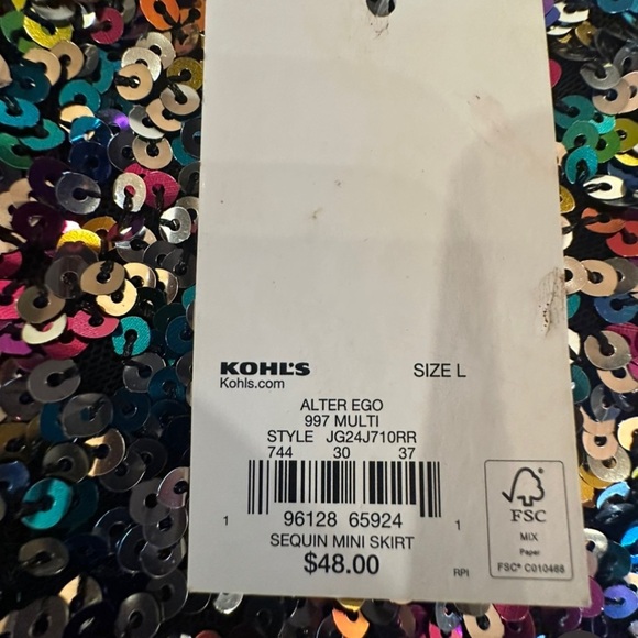 NWT | SO | Women’s Sparkling Sequin Mini Skirt - Size L - Picture 4 of 9